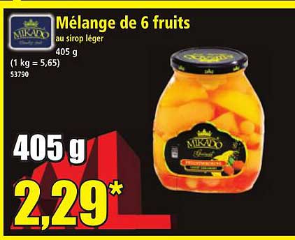 Mélange de 6 fruits au sirop léger