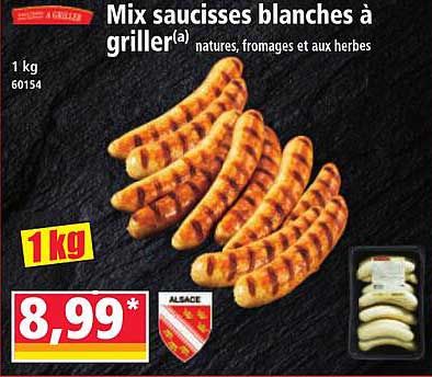 Mix saucisses blanches à griller