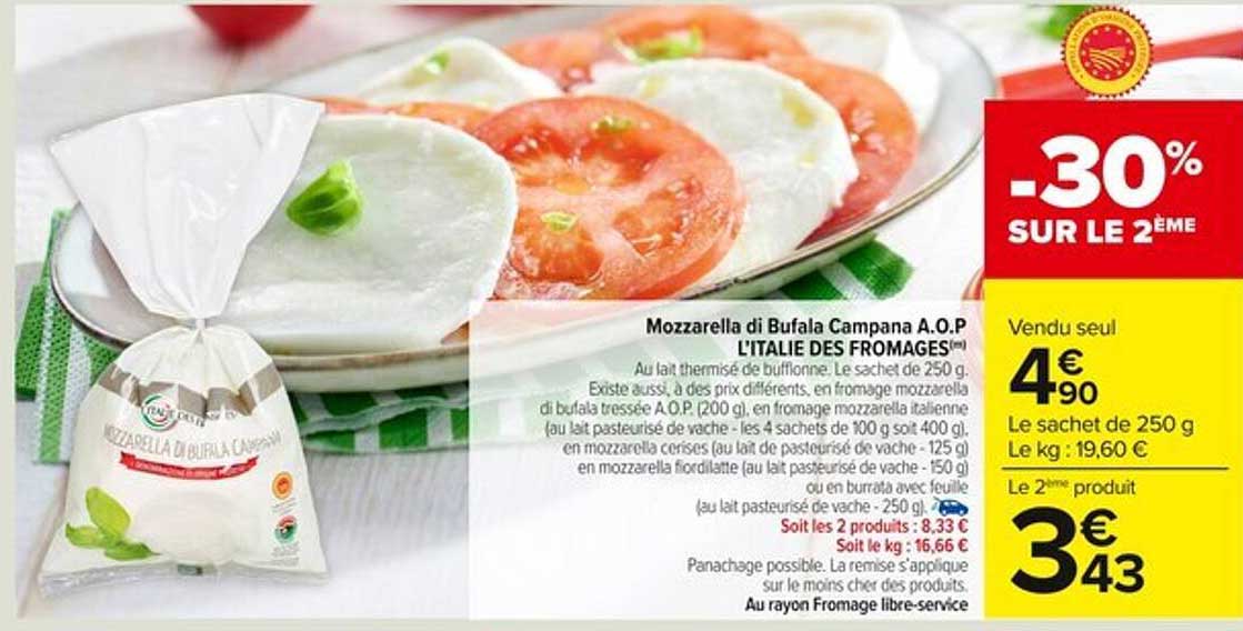 Mozzarella di Bufala Campana A.O.P L'ITALIE DES FROMAGES