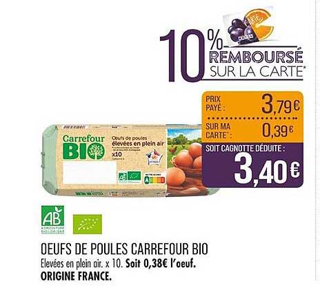Œufs de poules Carrefour Bio