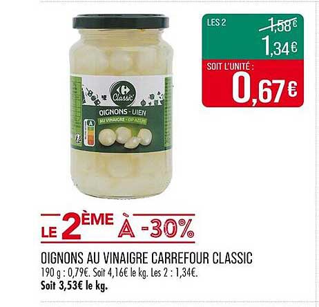 OIGNONS AU VINAGRE CARREFOUR CLASSIC