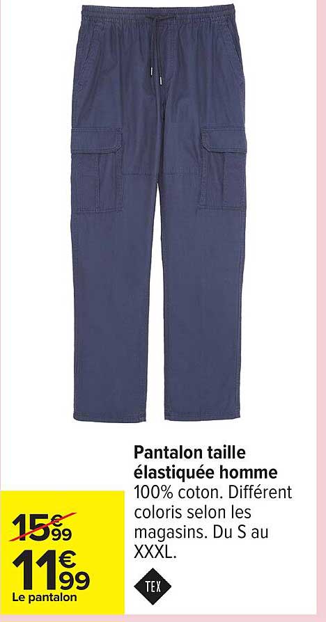 Pantalon taille élastiquée homme