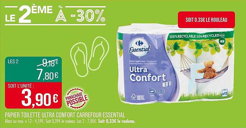 Papier toilette Ultra Confort Carrefour Essential