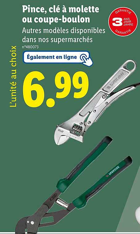 Pince, clé à molette ou coupe-boulon