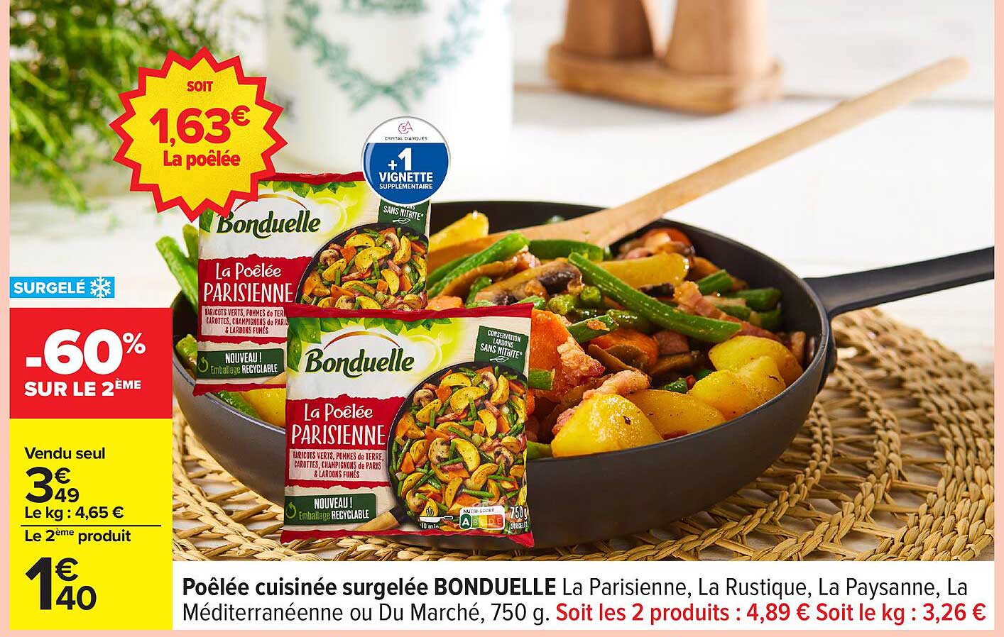 Poêlée cuisinée surgelée BONDUELLE La Parisienne, La Rustique, La Paysanne, La Méditerranéenne ou Du Marché, 750 g