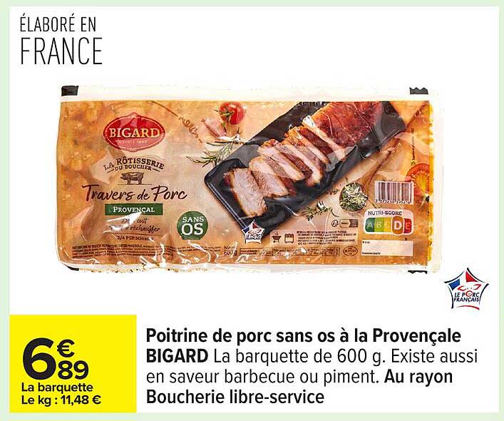 Poitrine de porc sans os à la Provençale BIGARD