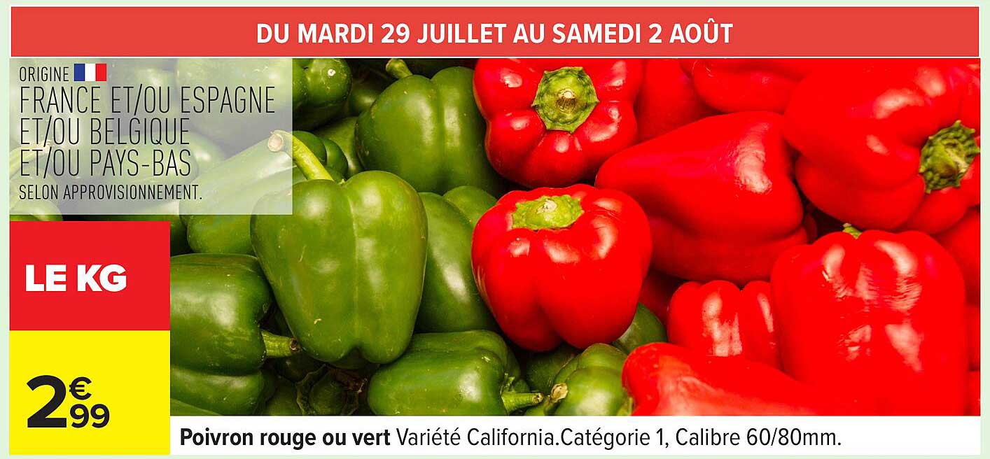 Poivron rouge ou vert Varieté California