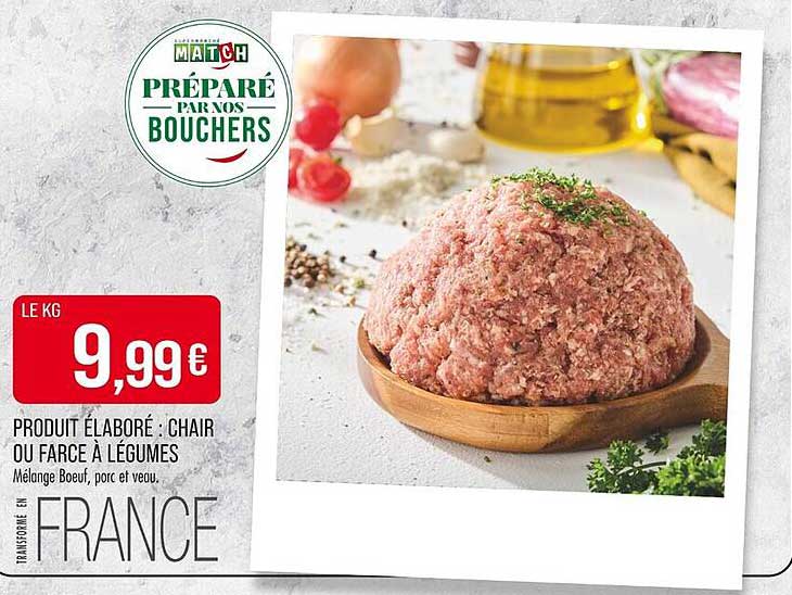 Produit élaboré : Chair ou farce à légumes