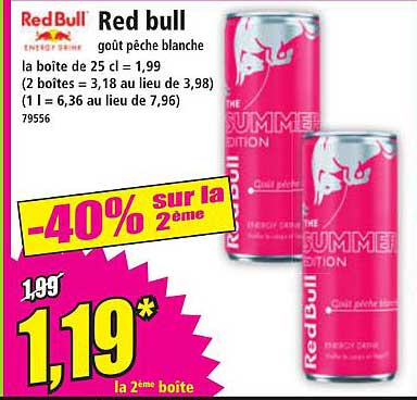Red bull goût pêche blanche