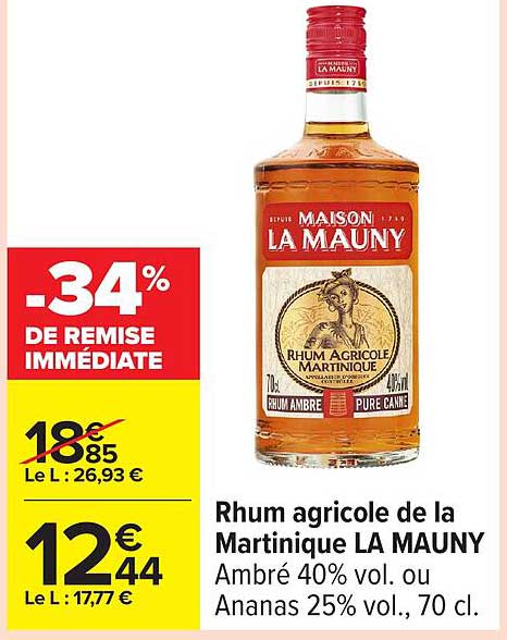 Rhum agricole de la Martinique LA MAUNY