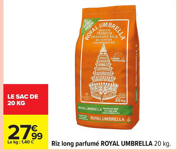 Riz long parfumé ROYAL UMBRELLA 20 kg