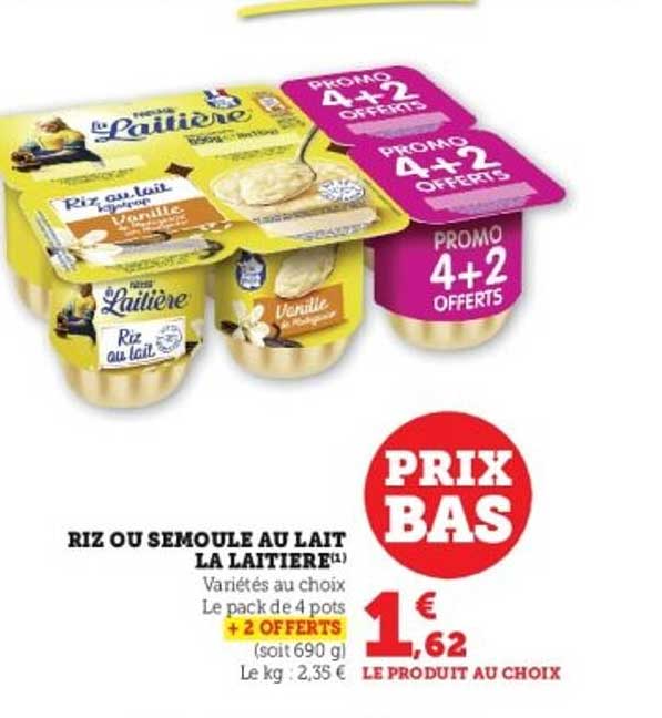 RIZ OU SEMOULE AU LAIT LA LAITIÈRE