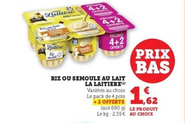 RIZ OU SEMOULE AU LAIT LA LAITIERE