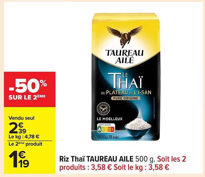 Riz Thaï TAUREAU AILÉ 500 g