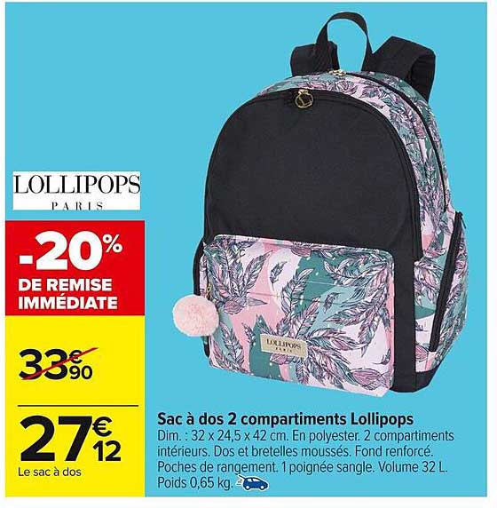 Sac à dos 2 compartiments Lollipops