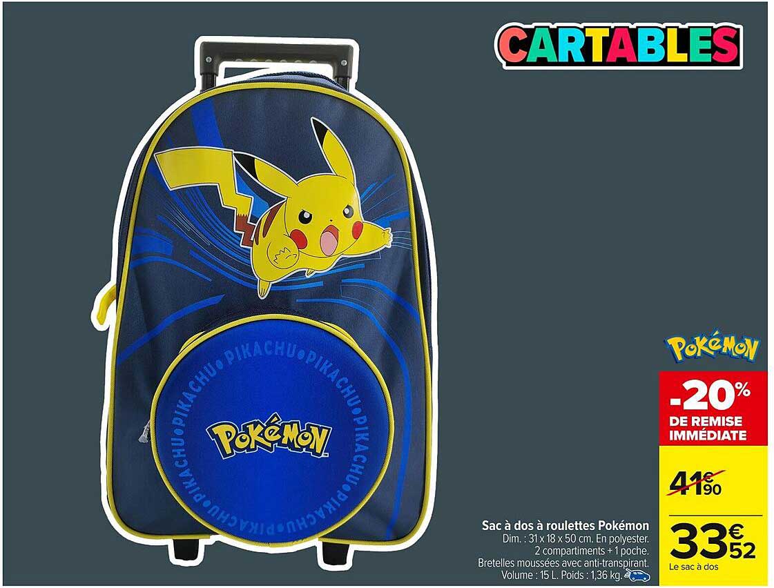 Sac à dos à roulettes Pokémon