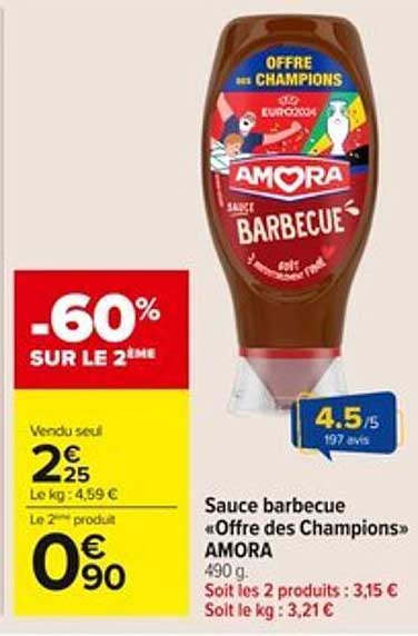 Sauce barbecue « Offre des Champions » AMORA