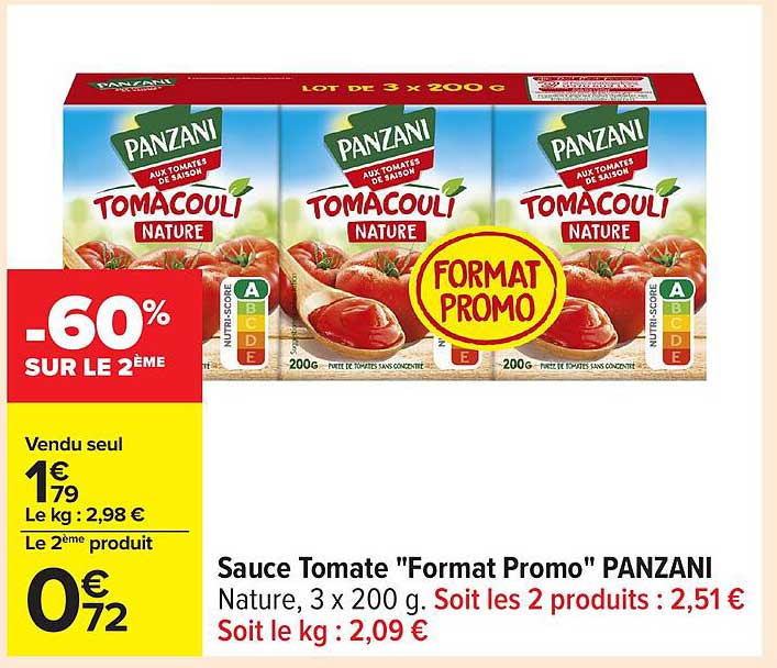 Sauce Tomate "Format Promo" PANZANI