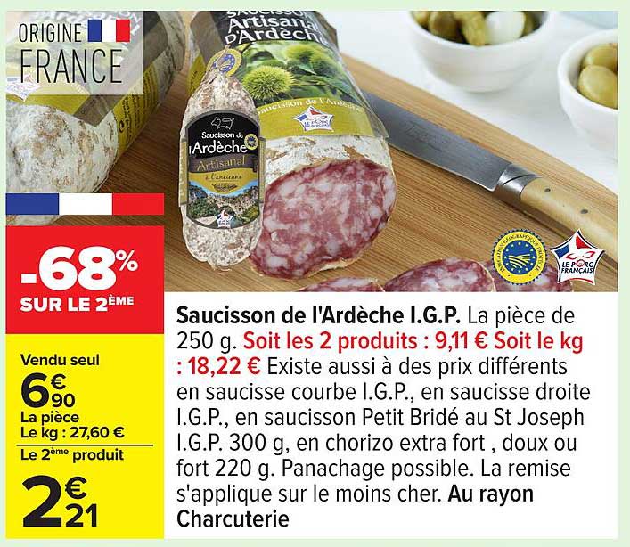 Saucisson de l'Ardèche I.G.P.