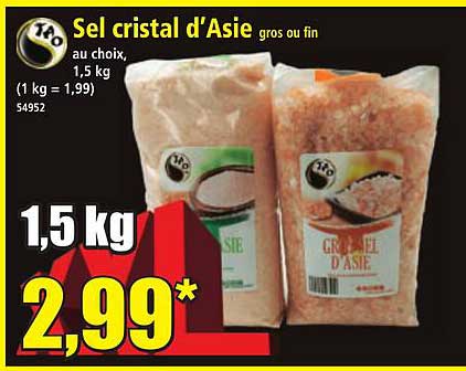 Sel cristal d’Asie gros ou fin, 1,5 kg