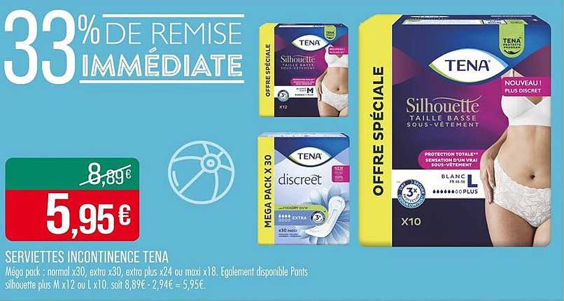 SERVIETTES INCONTINENCE TENA