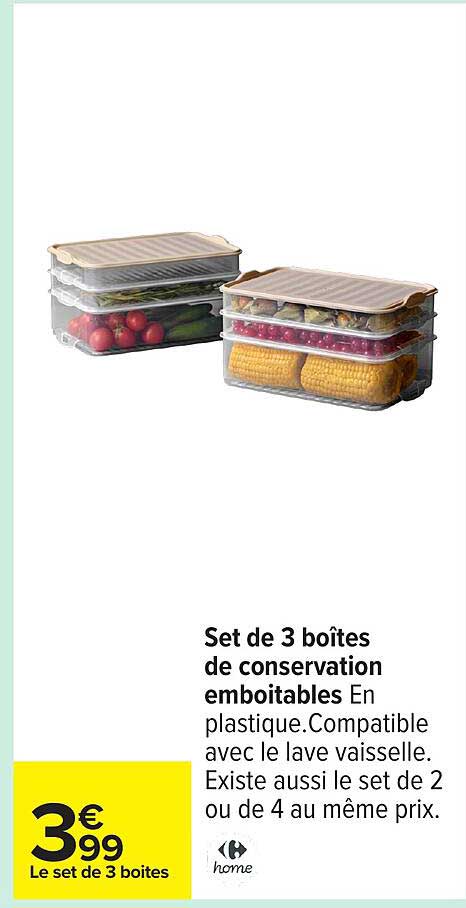 Set de 3 boîtes de conservation emboîtables