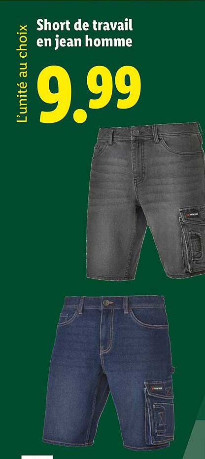 Short de travail en jean homme