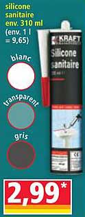 Silicone sanitaire env. 310 ml