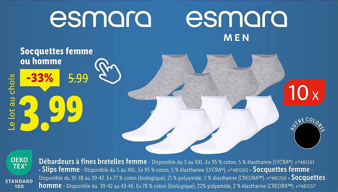 Socquettes femme ou homme