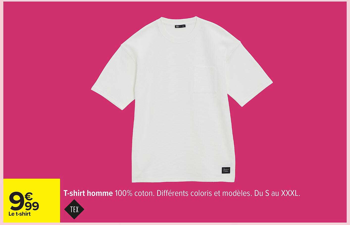 T-shirt homme 100% coton. Différents coloris et modèles. Du S au XXXL.