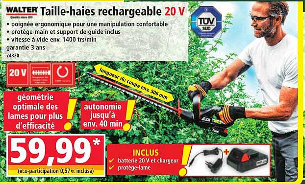 Taille-haies rechargeable 20 V
