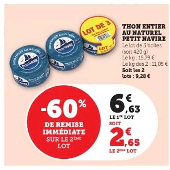 THON ENTIERS AU NATUREL PETIT NAVIRE