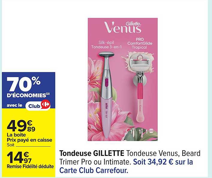 Tondeuse GILLETTE Tondeuse Venus, Beard Trimer Pro ou Intimate