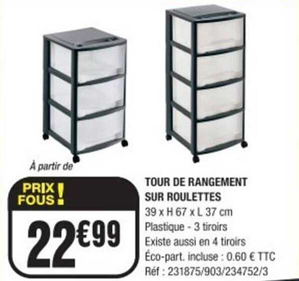 TOUR DE RANGEMENT SUR ROULETTES
