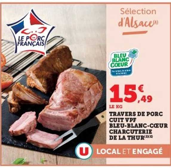 Travers de porc cuit VPF bleu-blanc-cœur charcuterie de la Thur