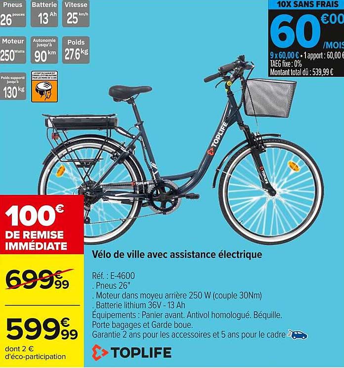 Vélo de ville avec assistance électrique