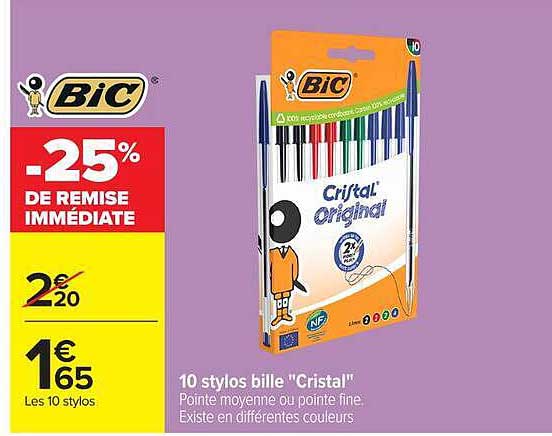 10 stylos bille "Cristal"