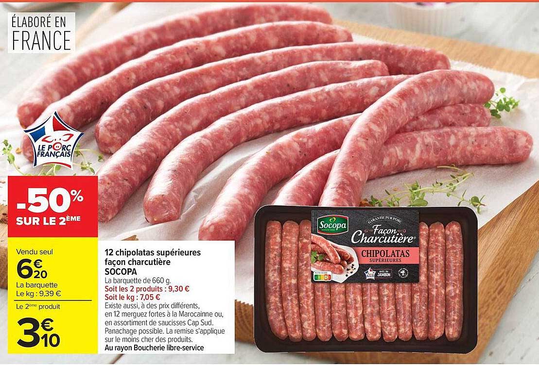 12 chipolatas supérieures façon charcutière SOCOPA