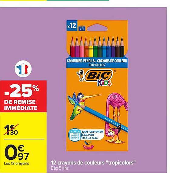 12 crayons de couleurs "tropiclorors"