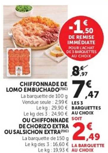 -1,50€ de remise immédiate pour l'achat de 3 barquettes au choix