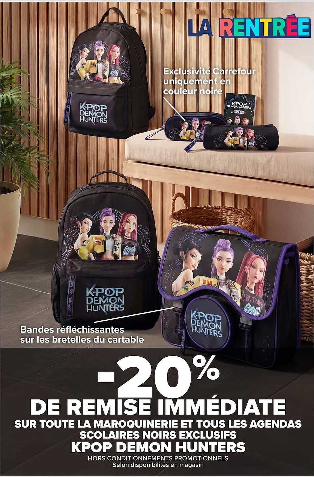 -20% DE REMISE IMMÉDIATE SUR TOUTE LA MAROQUINERIE ET TOUS LES AGENDAS SCOLAIRES NOIRS EXCLUSIFS KPOP DEMON HUNTERS