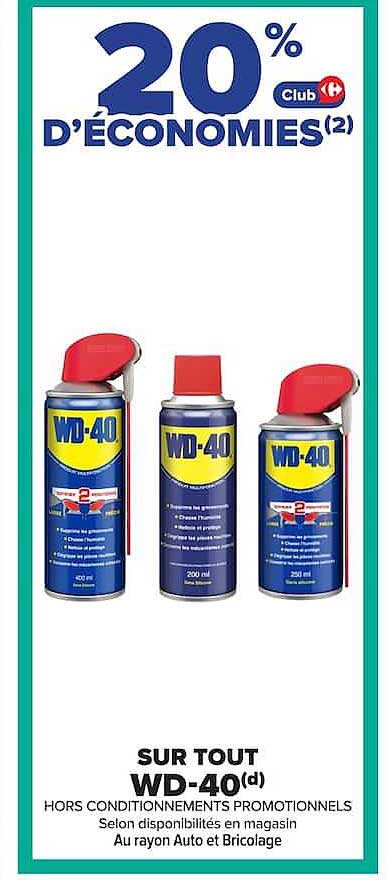 20% d'économies Club Carrefour sur tout WD-40