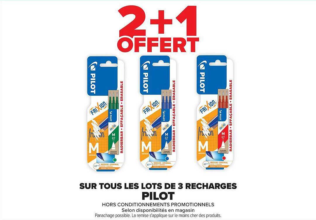 2+1 OFFERT SUR TOUS LES LOTS DE 3 RECHARGES PILOT