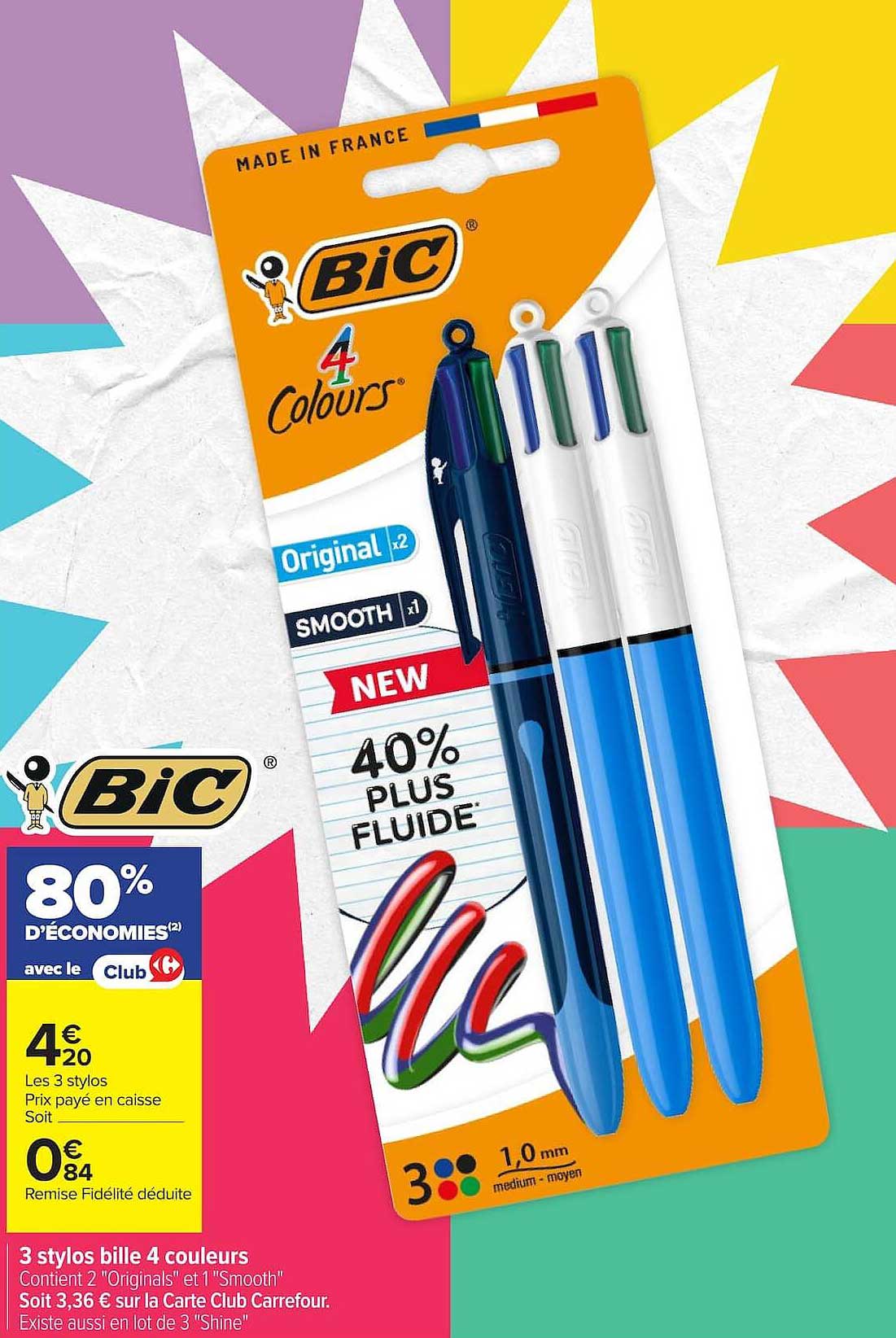 3 stylos bille 4 couleurs