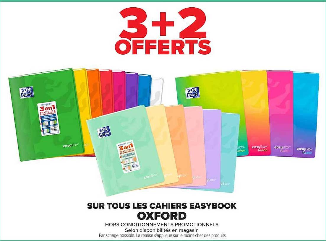 3+2 OFFERTS SUR TOUS LES CAHIERS EASYBOOK OXFORD