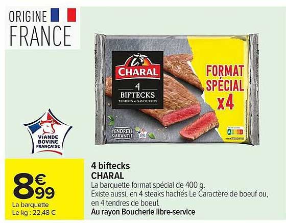 4 biftecks CHARAL