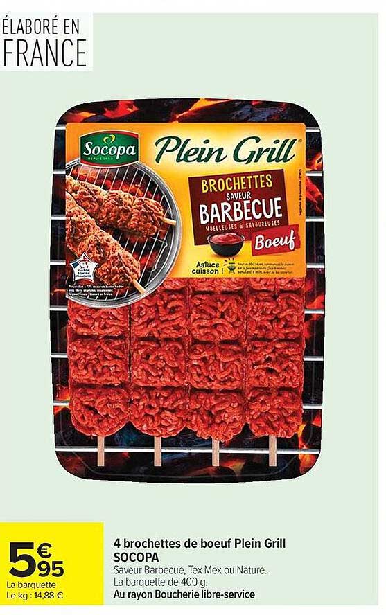 4 brochettes de boeuf Plein Grill SOCOPA