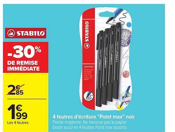 4 feutres d'écriture "Point max" noir