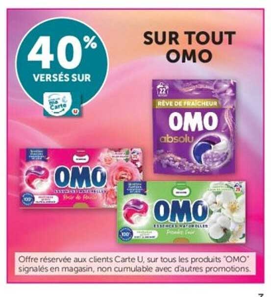 40% versés sur Ma Carte U sur tout OMO