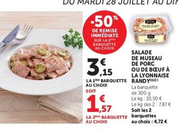 -50% DE REMISE IMMEDIATE SUR LA 2ème BARQUETTE AU CHOIX